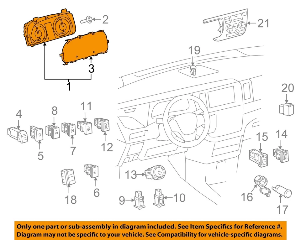 Medidor de velocímetro usado se adapta a: Toyota Sienna Cluster MPH SE 2015 grado A Foto 3 de 4