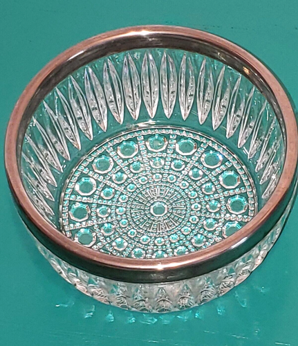 Vintage Silver Rimmed Crystal Candy Bowl 4 7/8" - Picture 2 of 3