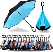 SIEPASA 40/49/56/62 Inch Inverted Reverse Upside Down Umbrella, 49 Inch, Blue