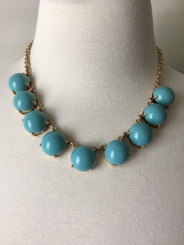 NWT J. Crew Bubble Stone Necklace soft aquamarine & J Crew Bag - Picture 4 of 5