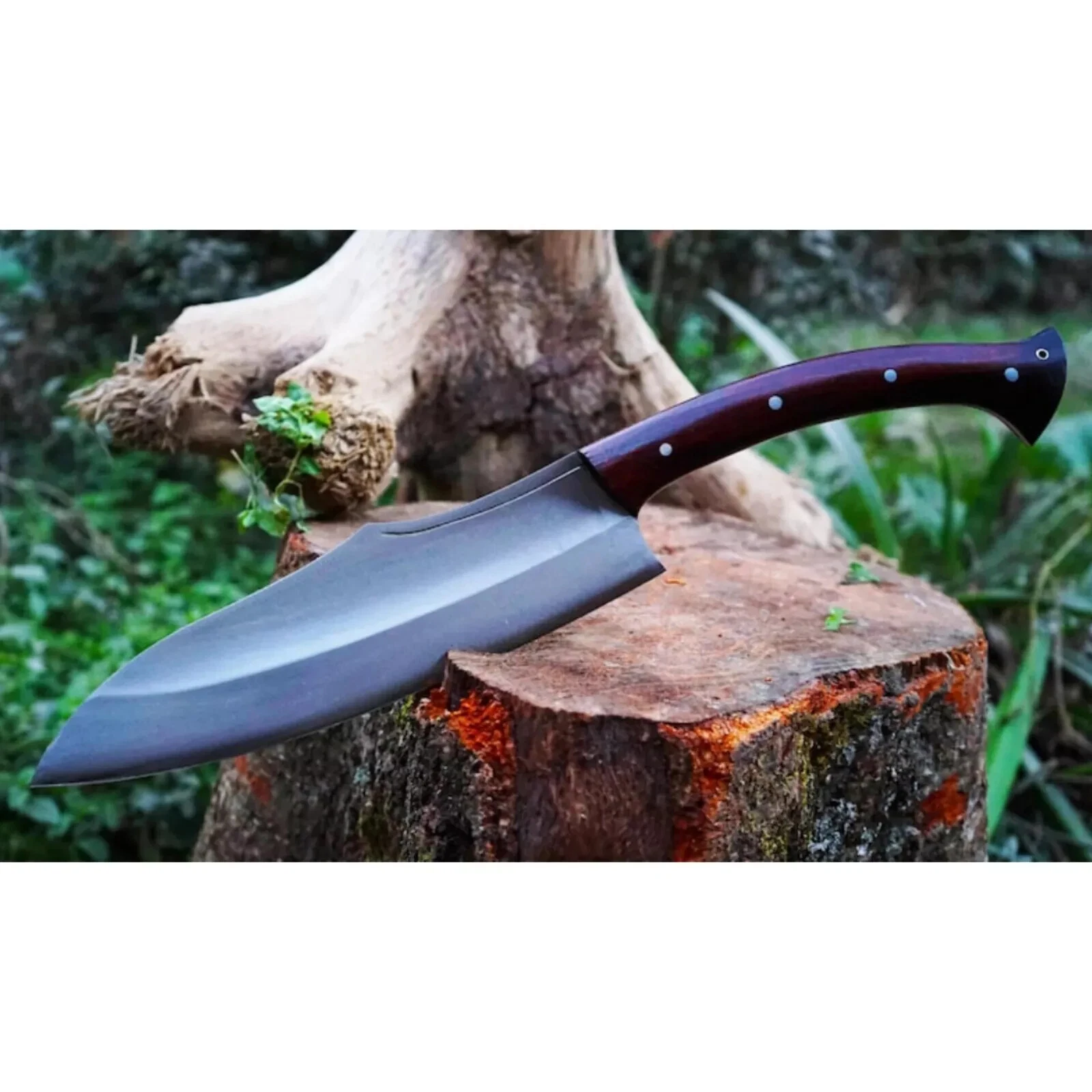 FIF CUSTOM HANDMADE CARBON STEEL OUTDOOR JUNGLE MACHETE CLEAVER WITH SHEATH