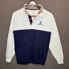 Walt Disney World Mickey Mouse Pullover Sweater S White Blue Half Zip