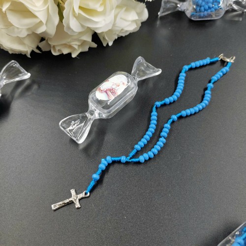 Brazalete de cuerda de 10" Rosario favores bautismo con cruz para niño o niña bebé - Imagen 4 de 38