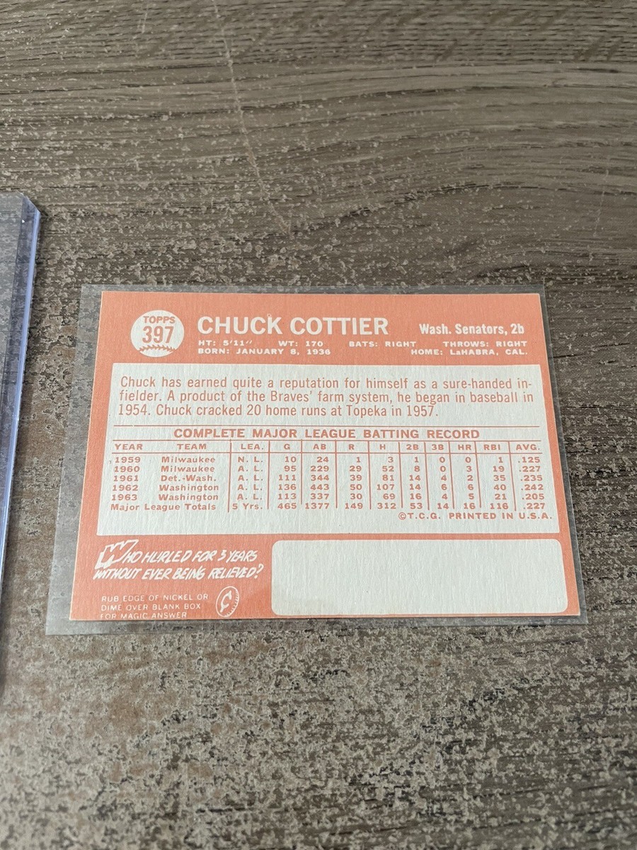 1964 Topps Set-Break #397 Chuck Cottier EX-EXMINT | eBay