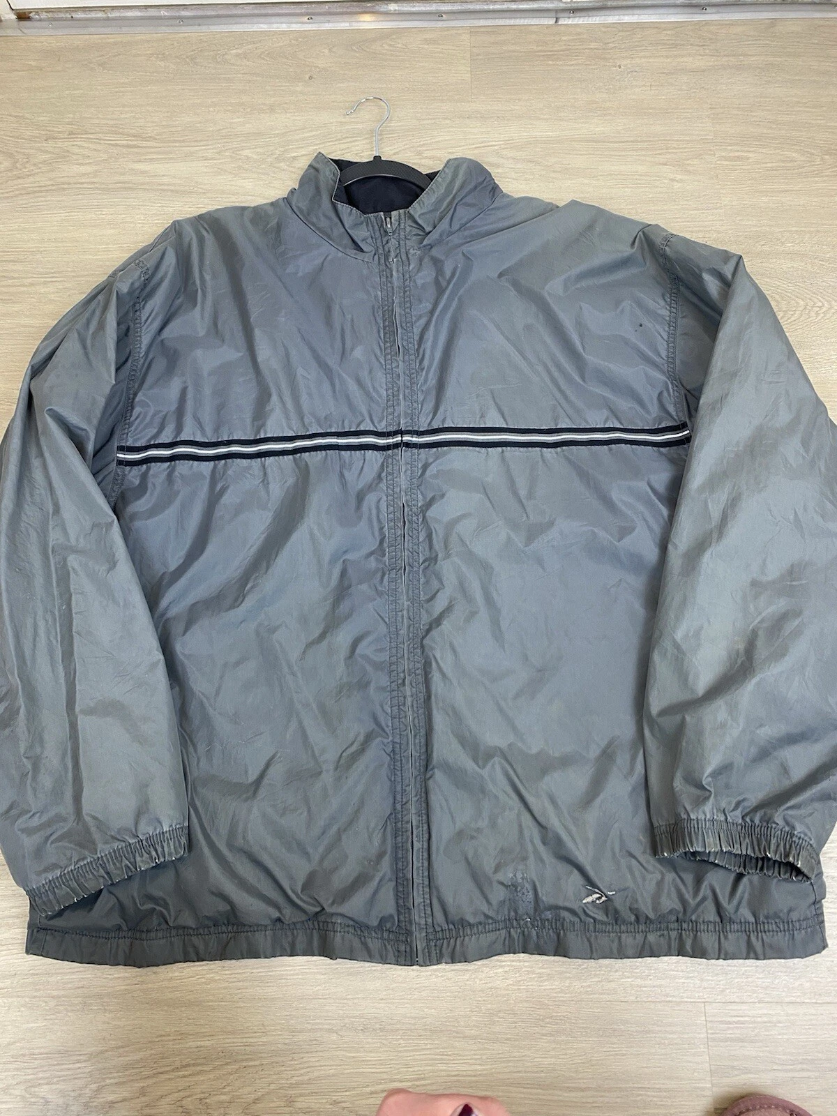 Vintage 90s Rare Reebok Grey Full Zip Windbreaker Men’s Size XL