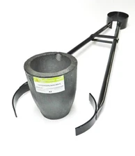 Set of Salamander A3 Clay Graphite Crucible and Foundry Crucible 26" Flask Tongs