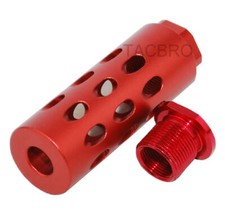 Red Anodized Aluminum 1/2x28 Muzzle Brake for 9MM w/ Crush Washer