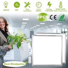 2x2 Led Troffer Flat Panel Light 2-pack 48w Drop Ceiling Commercial Fixture