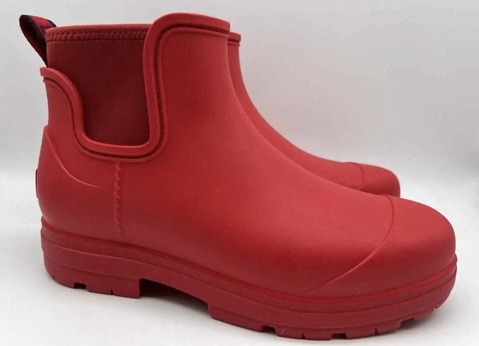 UGG Waterproof Droplet Rubber Rain Boots Women's Red 1130831 Size