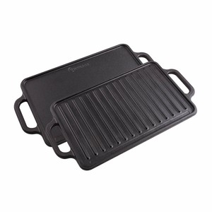 Cast Iron Griddle Reversible Grill Kitchen BBQ Steak Oven ...