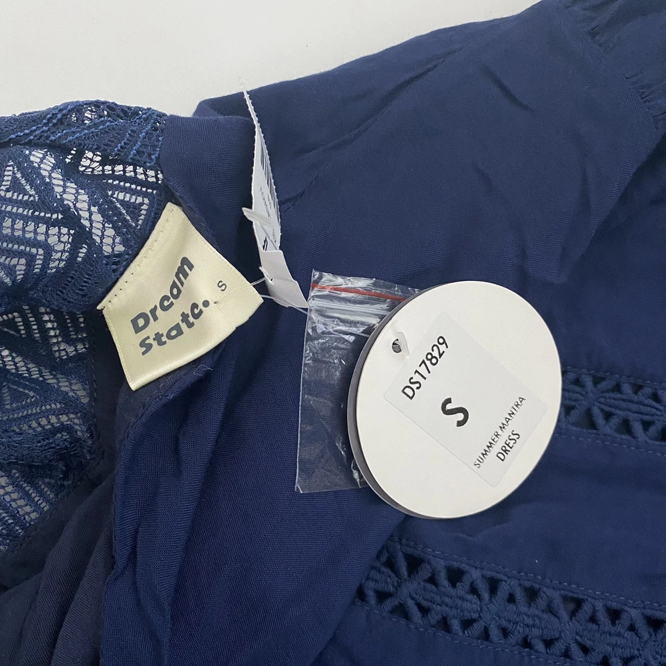 New LF Stores Dream State Navy Blue Summer Mantra Dress Size Small NWT Foto 4 de 4
