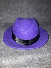 Lancaster Womens Hat Vintage Dark Purple 100 Wool Fedora Black Silky Ribbon