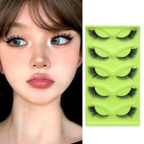 5 Pairs Cat Eye Lashes Faux Mink Eyelashes Winged End Elongated Eye New S2I7 - Foto 15 di 32