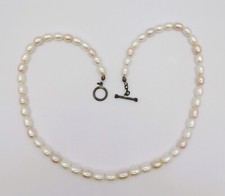19" inch Genuine White  Purple Oval Freshwater Pearl Necklace Jewelry NK514