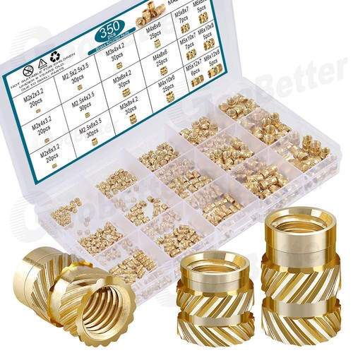 350 Stk Gewindeeinsatz M2 M2,5 M3 M4 M5 M6 Einpressmutter Messing Gewindebuchse - Afbeelding 10 van 13
