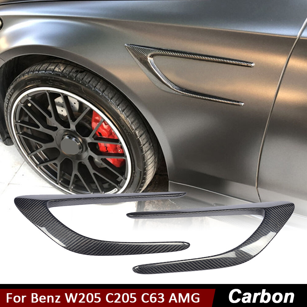 Carbon Fiber Side Fender Scoop Vents Trim Cover For Mercedes W205 C205 C63