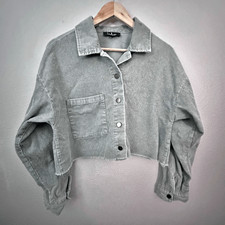 Lulu's | Sage Green Corduroy Cropped Jacket Button Down | Size Small