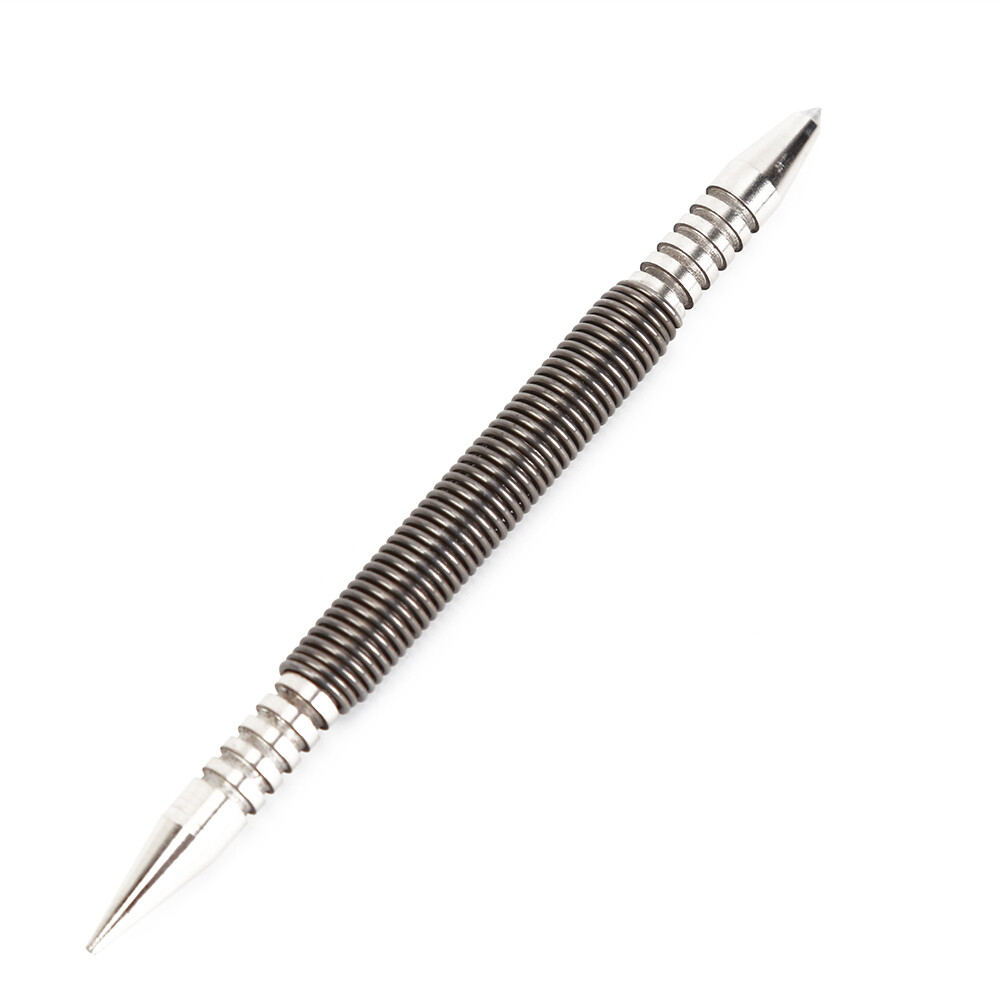 Spring Tool Hammerless Nail Set Center Holes Punch Drill Bit Pin