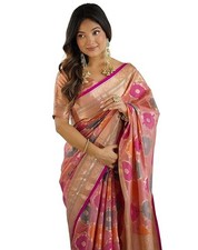 Women's Banarasi Pure Silk Kanjivaram Saree With Unstitched Blouse Piece