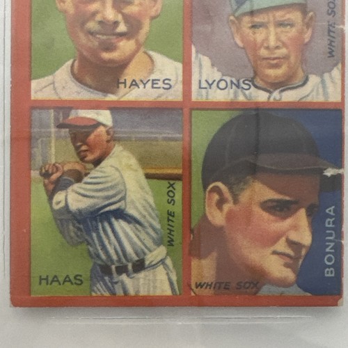 1935 Goudey 4-in-1 #12-8 HAYES/LYONS/HAAS/BONURA 8B | BVG 2 Good - Picture 5 of 10