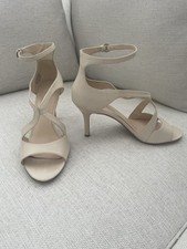 Women's Nine West Dress Sandal, Size 7.5M, Color Ivory, Ankle Strap, Criss Cross
