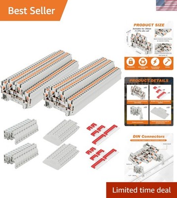 DIN Rail Terminal Block Twin Spring Terminal Connectors Push in Type PT Screw...