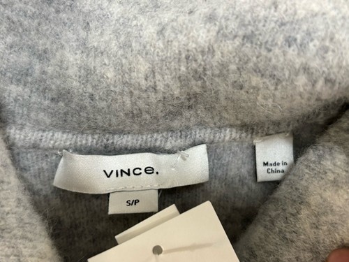 Vince grau Kragen Wolle Alpaka Mischung lange Strickjacke Mantel Damengröße Small NEU - Bild 9 von 13