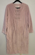 Vtg Oscar De La Renta Midweight Quilted Fleece Zip Lounge Robe/Kaftan Pink S/M
