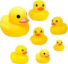 Yellow Rubber Ducks, 7Pcs Preschool Large Bath Toys Bathtub Floating Duckies Gif