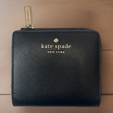Kate Spade New York Black Leather Zip-Around Women's Wallet w/ Card Slots Zipper