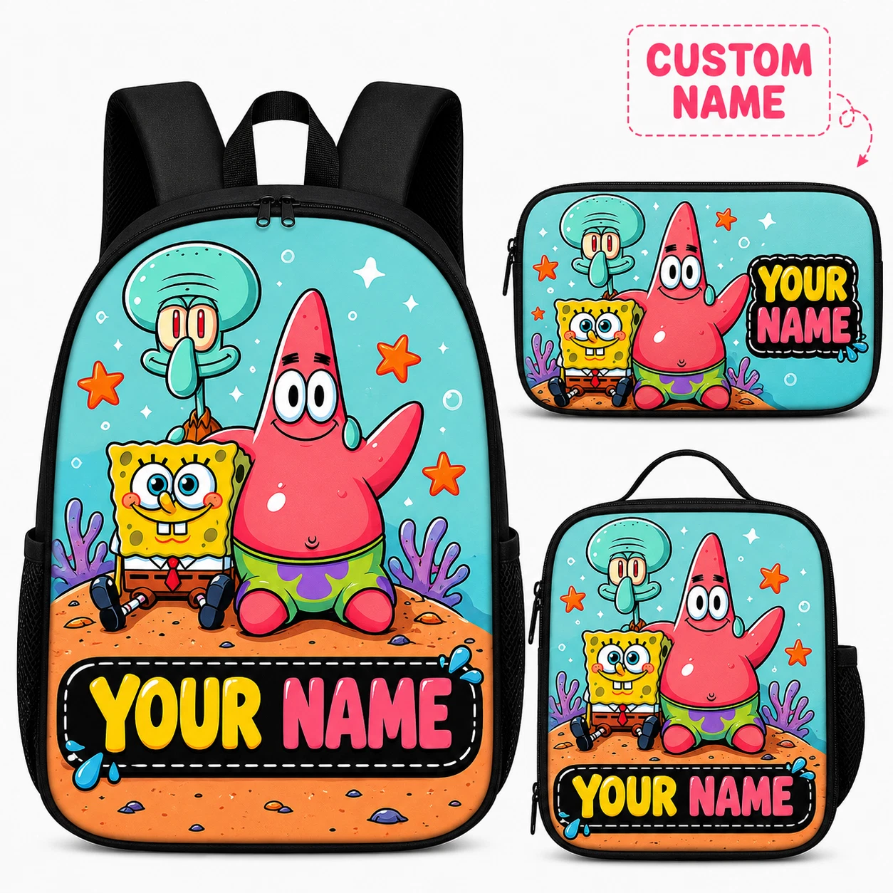 Personalized School Backpack Set for Kids Lunch Bag Pencil Pouch