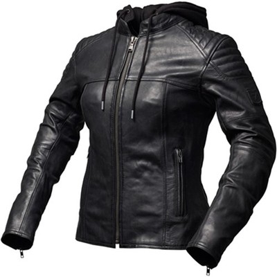 Modeka - Motorrad Damen Lederjacke 36 - Edda II - abnehmbare Kapuze - schwarz