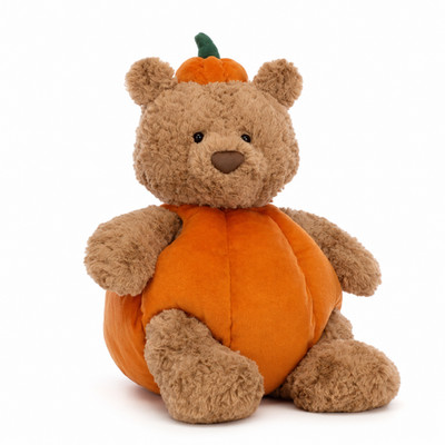 Pumpkin Teddy Bear Plush Toy Soft Stuffed Animal Halloween Gift