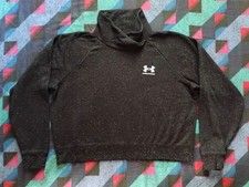 Under Armour Cowl Neck Sweatshirt Womens Large Black Loose Fit Dot Print