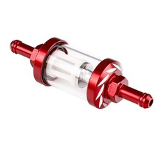 1Pcs Universal in Line Petrol Fuel Gasoline Oil Filter, Red