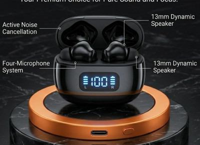 QERE E60 ANC Wireless Earbuds, Active Noise Cancellation, 13mm Drivers, Bluetoo 