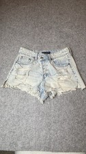 Aeropostale Denim Mom Jean Shorts Size 4 Distressed Asymmetrical Waist, NWT