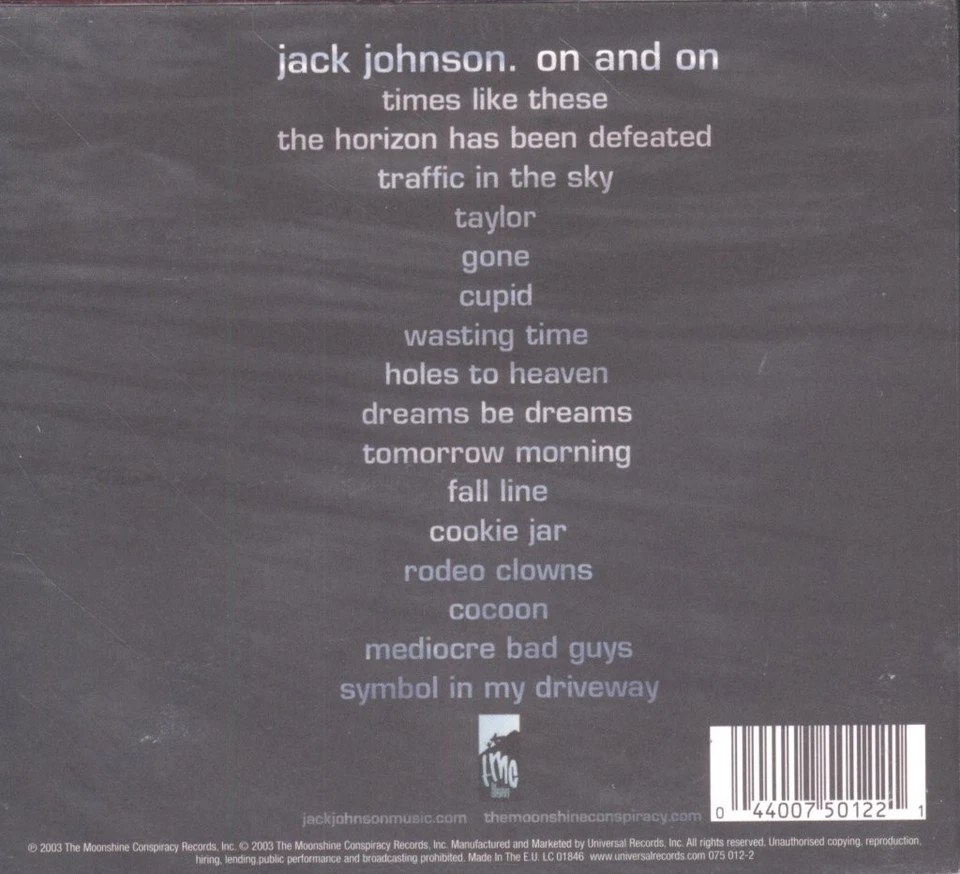 Jack Johnson On and On CD Europe Moonshine Conspiracy 0750122 - Bild 2 von 2