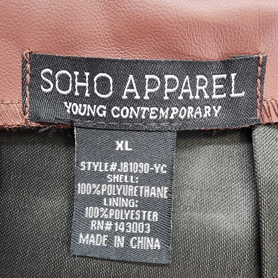 Soho Apparel Skirt Womens XL Brown Faux Leather Midi A-Line Back Zip Stretch - Image 3 of 4