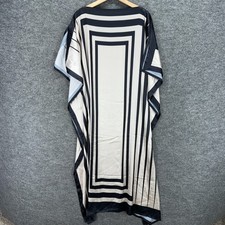 Unbranded Dress Women M Medium White Striped Kaftan Midi Short Sleeve Casual