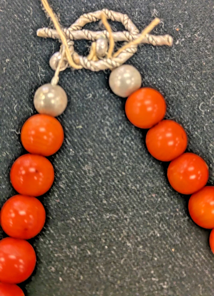 Collar de Colección Genuino Rama Roja Coral Plata Esterlina Cierre de Palanca 17 pulgadas RARO Foto 4 de 4