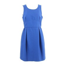 J Crew Dress Sz 8 Royal Blue Front Pleated Wool Silk Polyester Lined Dress