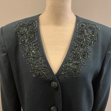 John Meyer of Norwich Long Suit Coat Green Embellished St Patrick’s Christmas 14