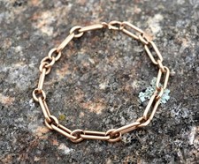 Rare Antique Solid 14k Gold Paper Clip Link Chain Bracelet 14 Grams