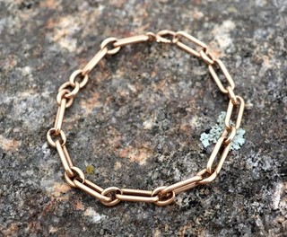 Brazalete de cadena de eslabones con clip de papel de oro macizo de 14k raro antiguo 14 gramos