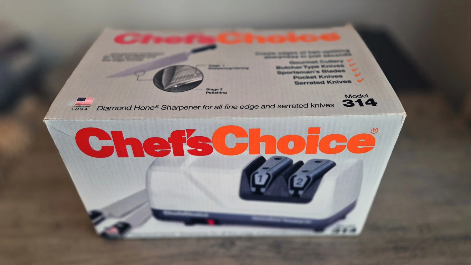 New in box Chef's Choice Model 314 Diamond Hone Electric Knife Sharpener+video