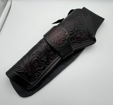 Vintage Hand Tooled Leather Western Holster Brown Floral Revolver