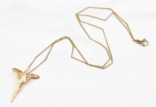 12k Yellow & Rose Gold Fill Pheasant Pendant Necklace 18" - Picture 14 of 14