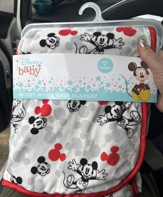 NEW Disney Baby Mickey Mouse Face Logo Plush Fleece Blanket Toddler Gift Idea!