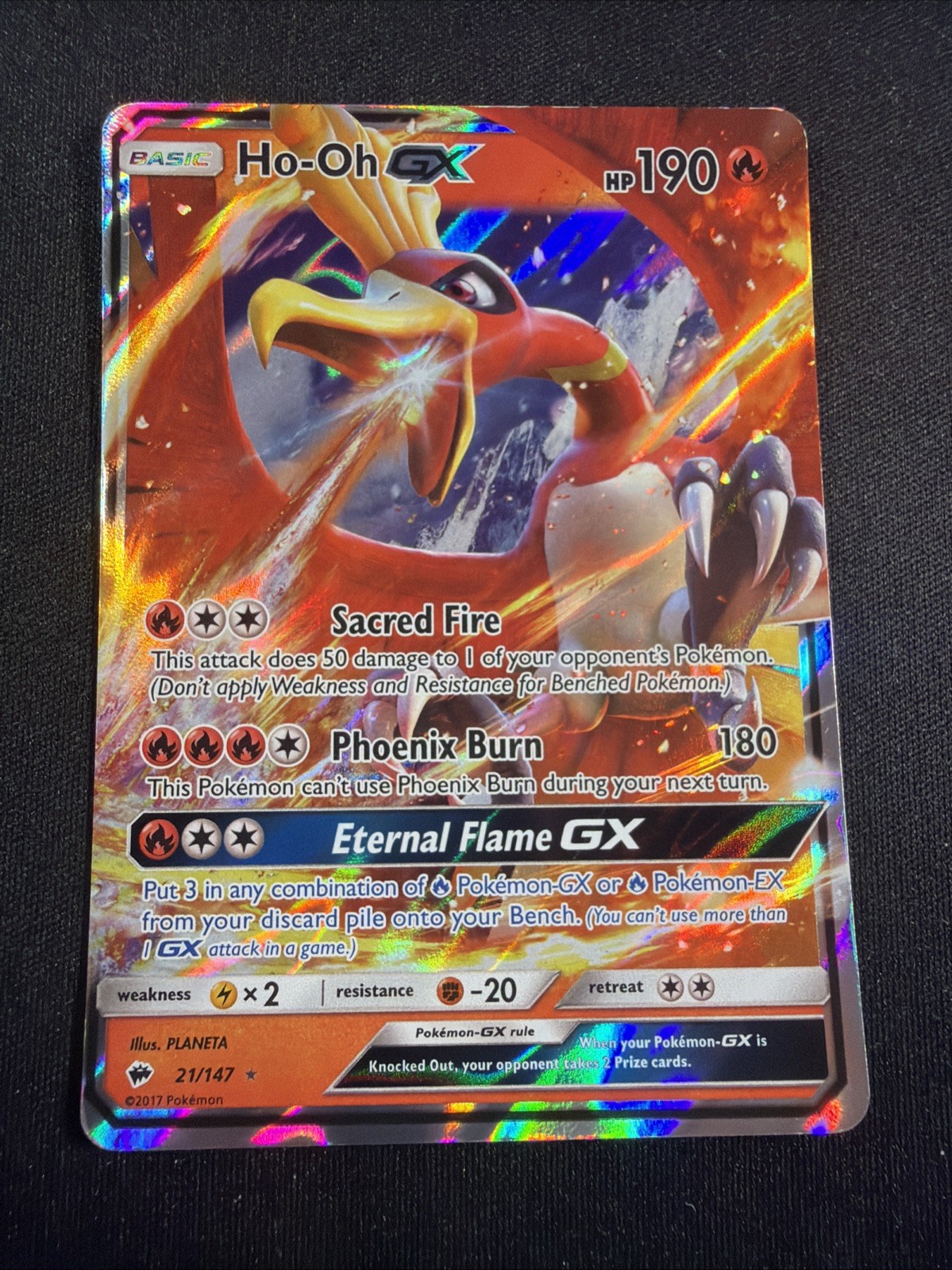 Ho-Oh GX - 21/147 - Ultra Rare Sun & Moon: Burning Shadows Pokemon NM